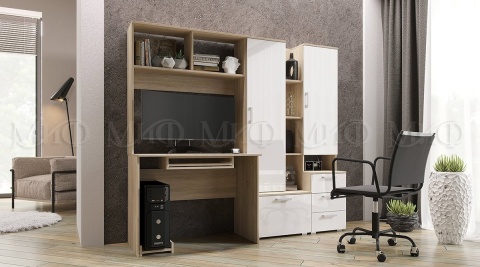 Компьютерный Стол Моника №6 Дуб Сонома/Белый Ш-2000 x В-1796 x Г-538 мм