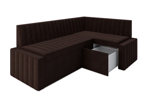 Кухонный угловой диван дельфин Вермут микровелюр коричневый