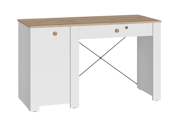 Стол письменный Джастин 12.154 белый шагрень / дуб белый
