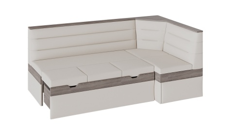 Скамья Угловая со Спальным Местом «Корса» (Дуб Сонома Трюфель/Кожзам Кремово-Бежевый)