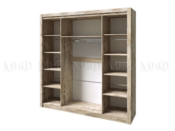 Шкаф 4-х Створчатый Ройс (Ш-2140 x В-2200 x Г-538 мм) Дуб Юкон/Бетон Темный